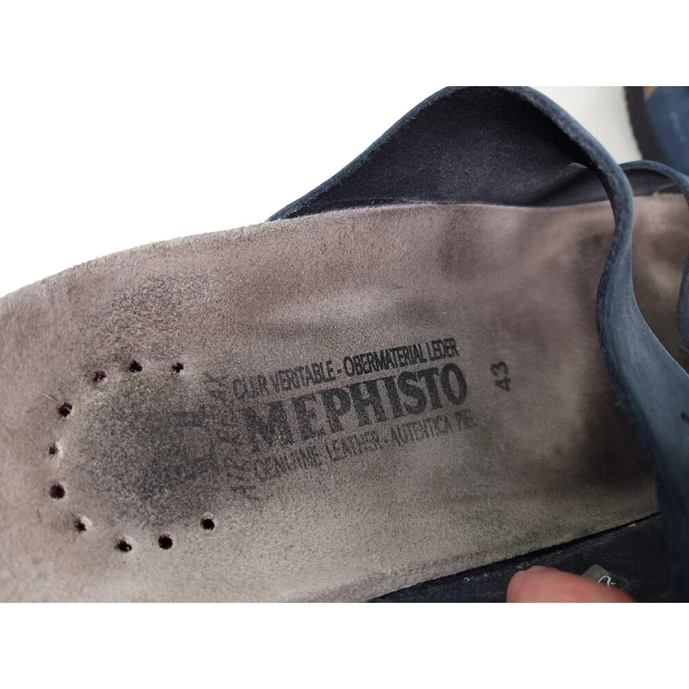 Mephisto Nerio Men's Sandal Blue Navy Nubuck Leather Slide Comfort Mule US 9